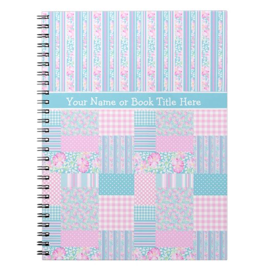 Roses, Papillons, Carnet Spiral Faux Patchwork (Devant)