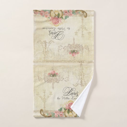 Roses Paris Chandelier parisien Vintage Élégant (Serviette à main)