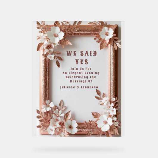 💍 Roses pêche Rose Gold Décoration de mariage de (Recto)
