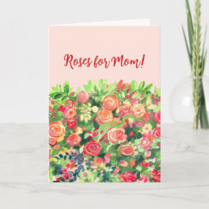 Roses pour maman, carte plat