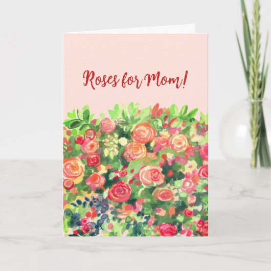 Roses pour maman, carte plat (Devant)