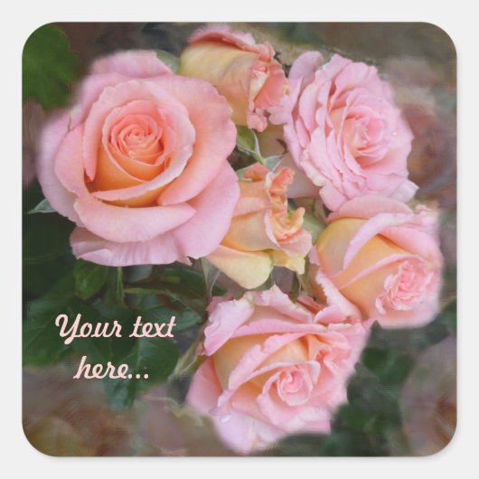 Roses pour mon amour ~ Stickers Carré (Devant)