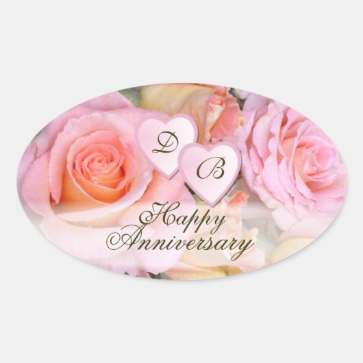 Roses pour mon amour ~ Stickers ovale (Devant)