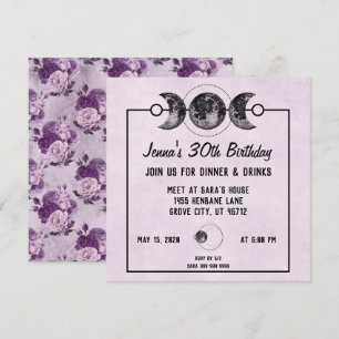 Roses pourpres et lunes Imaginaires Invitations d'