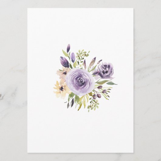 Roses pourpres & Leves vertes Menu Mariage fleuri (Dos)