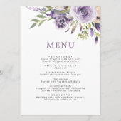 Roses pourpres & Leves vertes Menu Mariage fleuri (Devant)