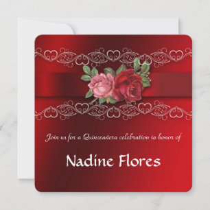 Roses, Quinceanera, Sweet sixteen, Invitation