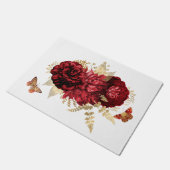 Roses Red Gold Floral Butterfly Deurmat (Schuin)