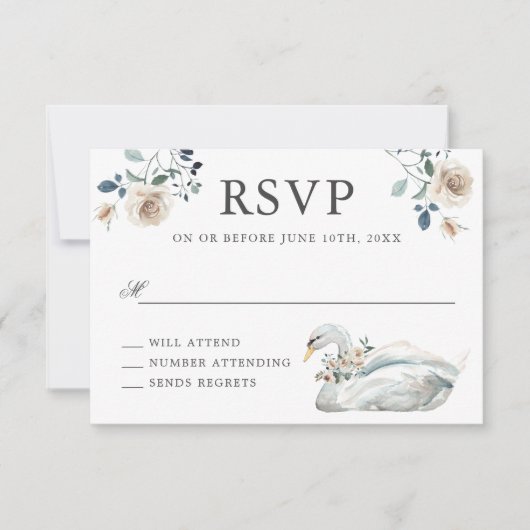 Roses romantiques et mariage des cygnes RSVP (Devant)