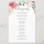 Roses rose aquarelle. Programme de mariage floral (Dos)