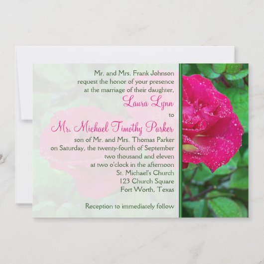 Roses rose et jaune Faire-part de mariage (Dos)