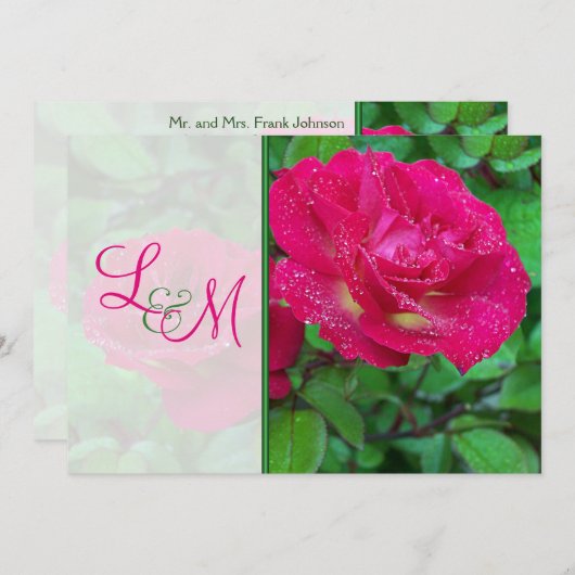 Roses rose et jaune Faire-part de mariage (Devant / Derrière)