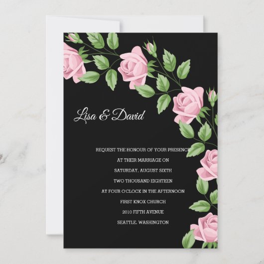 Roses rose faire-part de mariage (Devant)