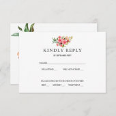 Roses rose foncé Invitation de mariage RSVP Dusty (Devant / Derrière)