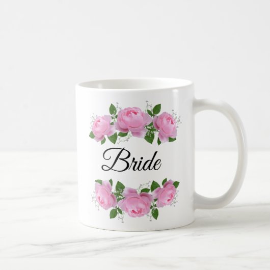 Roses rose mariée Mug café personnalisé (Droite)