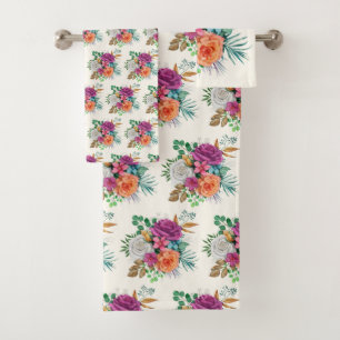 Roses rose, orange et blanche Motif Floral