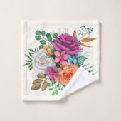 Roses rose, orange et blanche Motif Floral (Gant de toilette)