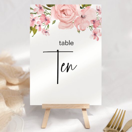 Roses Rose Pâle Mariage Floral Numéro de Table