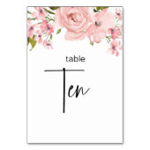 Roses Rose Pâle Mariage Floral Numéro de Table (Dos)