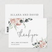 roses rose rousse carte de remerciements, mariage  (Devant / Derrière)