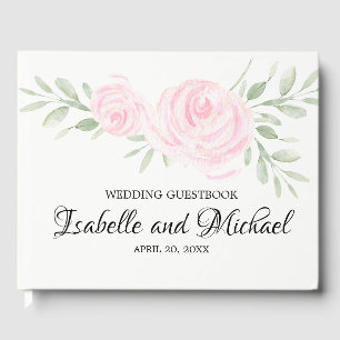 Roses rose vif avec Mariage vert Sage Livre d'or