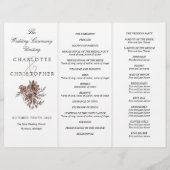 Roses rose vif Programme de mariage Tri-Fold (Devant)