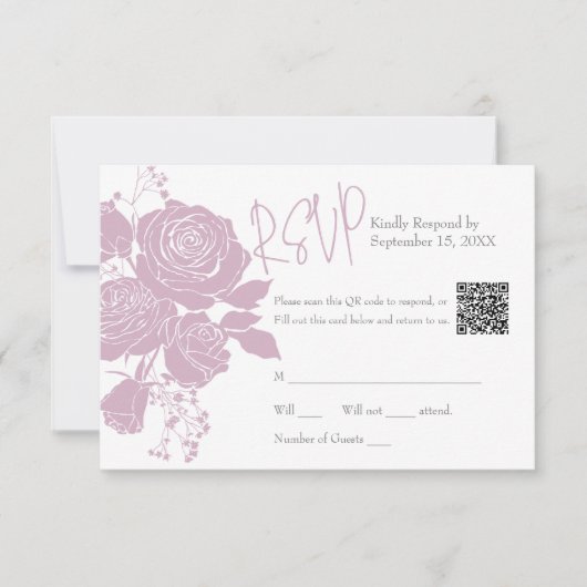 Roses roses avec code QR Carte de réponse (Devant)