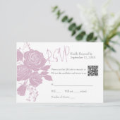 Roses roses avec code QR Carte de réponse (Debout devant)