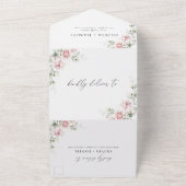 Roses roses blanches en une seule Faire-part de ma (Dehors)