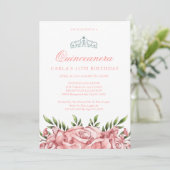 Roses roses blanches | Invitations de Quinceanera (Debout devant)