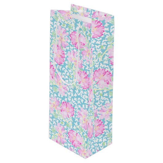 Roses roses blanches Papillons sur Bleu Vin Sac ca (Devant Angle)