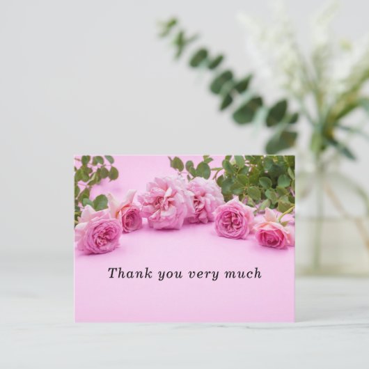 Roses roses Carte de remerciements sur arrière - p (Debout devant)