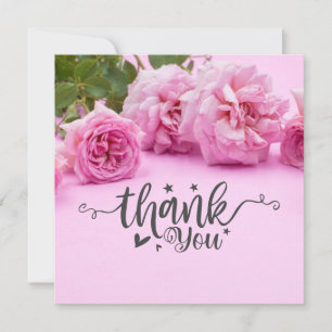 Roses roses Carte de remerciements sur arrière - p