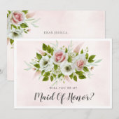 Roses Roses Clairs Serez-Vous Ma Carte D'Honneur (Devant / Derrière)