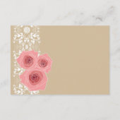 Roses roses Damas Dentelle de mariage Carte de réc (Dos)