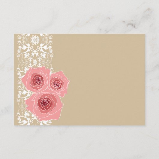 Roses roses Damas Dentelle de mariage Carte de réc (Dos)