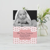 Roses roses douces Faire-part de naissance bébé fi (Debout devant)