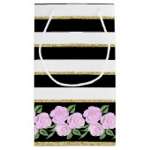 Roses roses douces sur le sac cadeau noir, blanc,  (Dos)