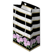 Roses roses douces sur le sac cadeau noir, blanc,  (Devant Angle)