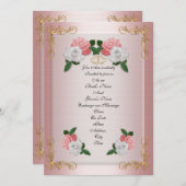 Roses roses élégantes et élégantes faire-part de m (Devant / Derrière)