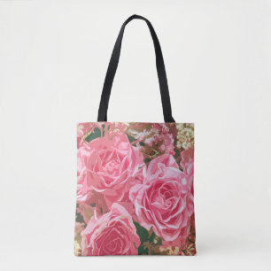 Roses roses élégants dans le sac fourre-tout à 