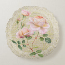 Roses roses et coussin vintage floral de dentelle