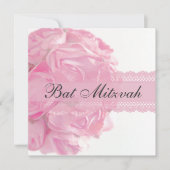 Roses roses et dentelle Bat mitzvah Invitation (Devant)