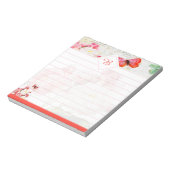 Roses roses et papillon bloc-notes (Tourné)