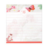 Roses roses et papillon bloc-notes (Devant)
