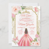Roses roses et robe Charra Mis Quince Invitation (Devant)