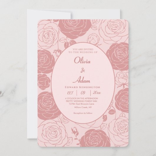 Roses roses Faire-part de mariage (Devant)