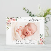 Roses roses faire-part de naissance Cartes photos (Debout devant)