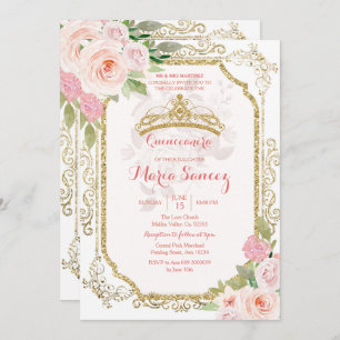 Roses roses mexicaines Mis Quince Invitation