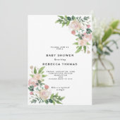 roses roses modernes vert invitation baby shower (Debout devant)